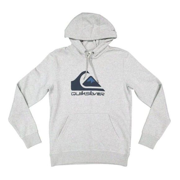 Quiksilver Men's Big Logo Kangaroo Pocket Cotton Blend Pullover Hoodie Grey Sz L - Picture 2 of 3